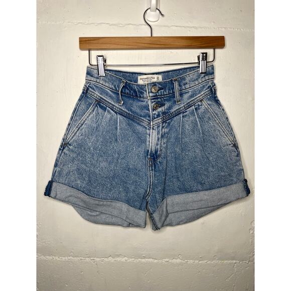 Abercrombie & Fitch 80s Mom Short Ultra High Rise Womens Denim Jean Shorts Sz 24 - Picture 1 of 6